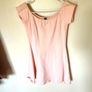 Form Fitting Blush Dress with flow at bottom, medium, fits like a small